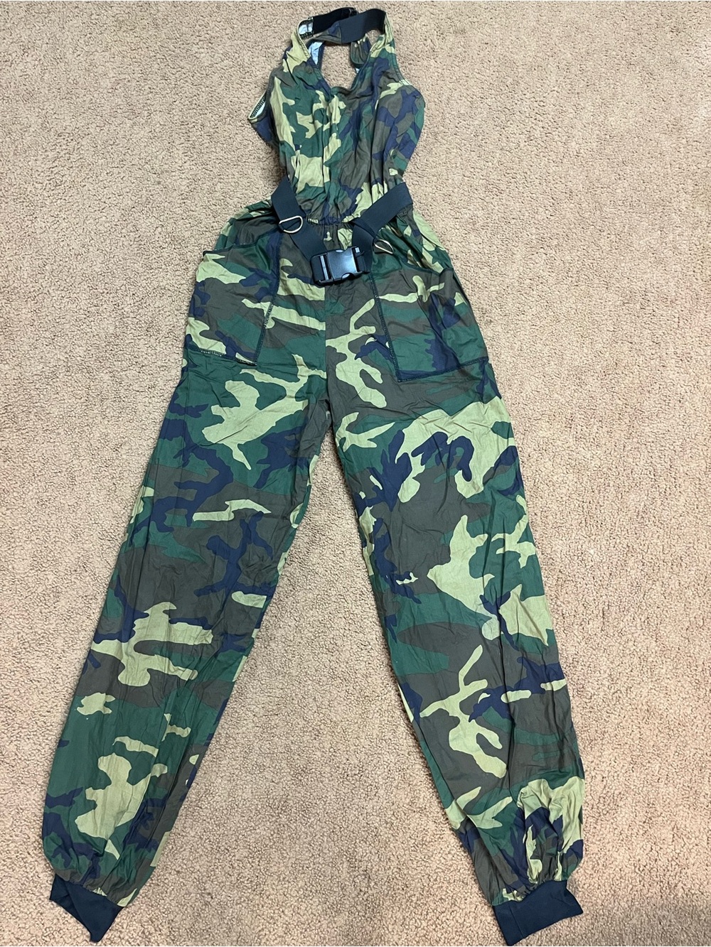 Camouflage Jumpsuit with belt and matching cap